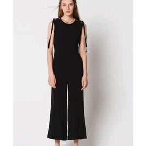 Sandro Ermeline Lace- up Black shoulder wide leg Jumpsuit Women’s US Sz 6/EU 38